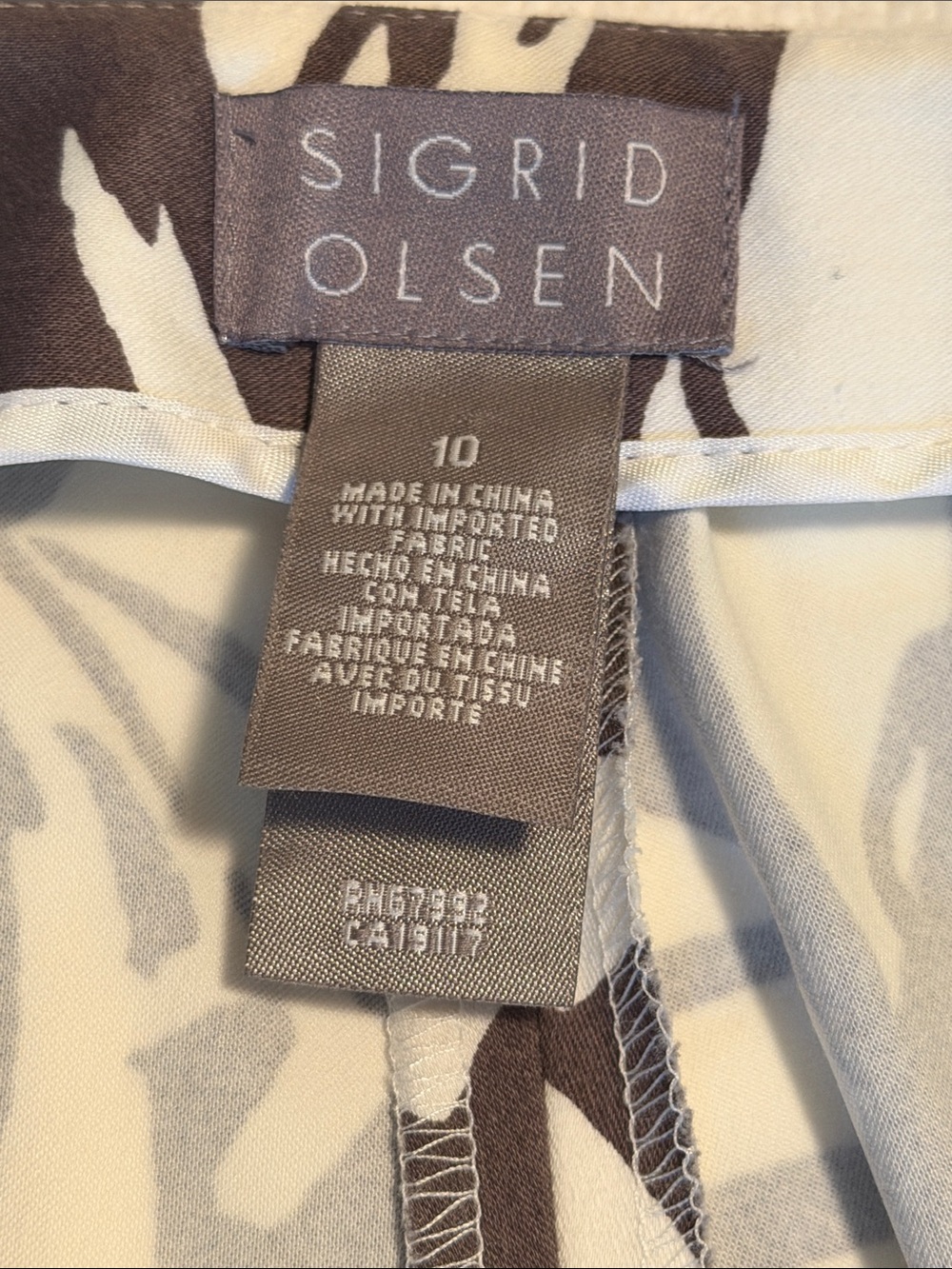 Sigrid Olsen Men’s Brown and Cream Patterned Pants Size 10